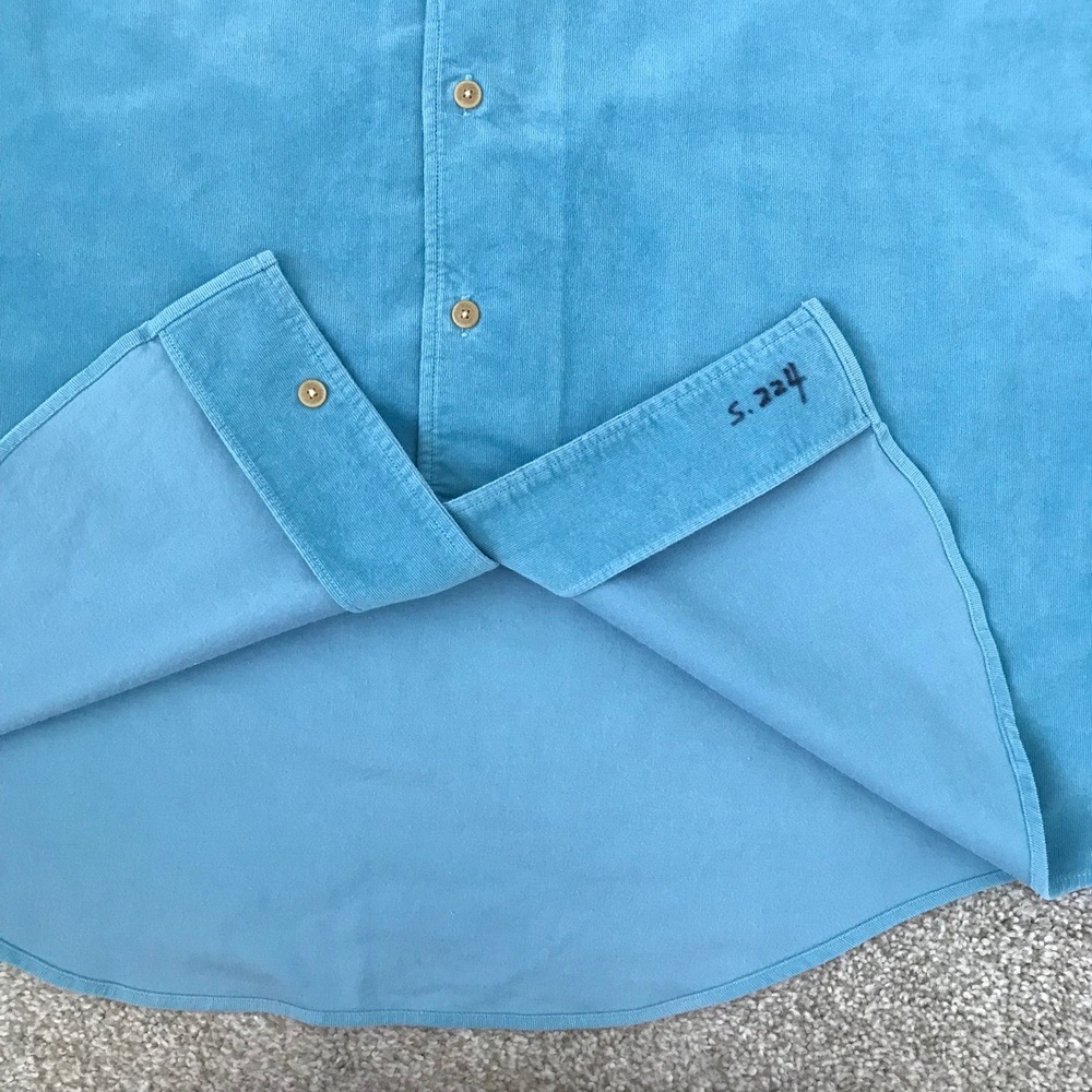 Joseph‎ Abboud Button Up Shirt Men's Large Stretch Corduroy Blue Long Sleeve - Picture 11 of 12